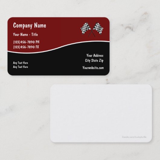 Cartes de visite du drapeau de course automobile (Devant / Derrière)