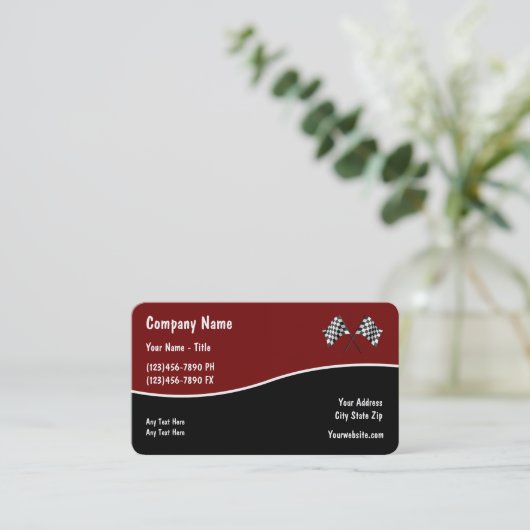 Cartes de visite du drapeau de course automobile (Debout devant)