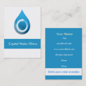 cartes de visite du filtre à eau (Devant / Derrière)