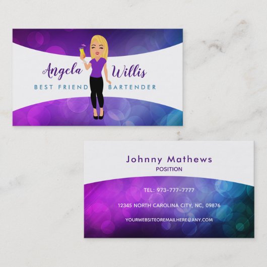Cartes de visite du logo Blonde Bartender (Devant / Derrière)