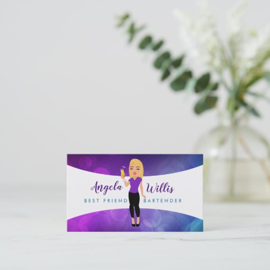 Cartes de visite du logo Blonde Bartender (Debout devant)