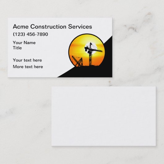 Cartes de visite du logo de la construction (Devant / Derrière)