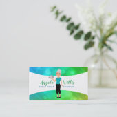 Cartes de visite du logo de la femme de restaurati (Debout devant)