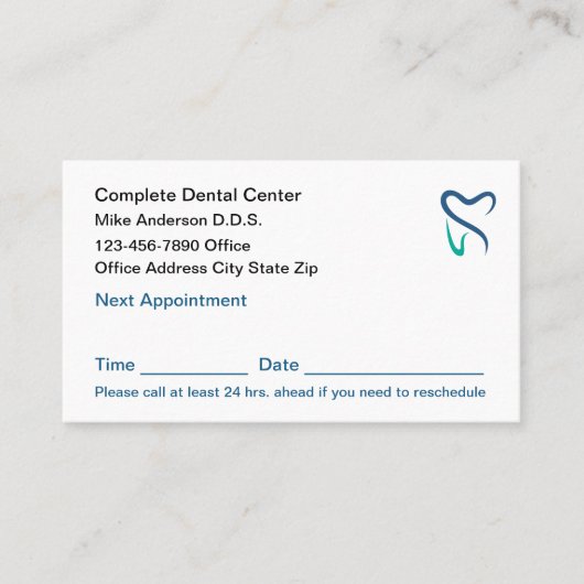 Cartes de visite du logo de rappel de rendez-vous  (Devant)