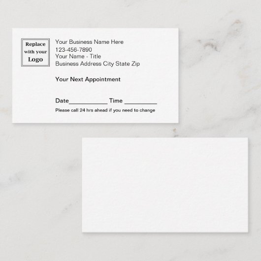 Cartes de visite du logo de rendez-vous Office sim (Devant / Derrière)