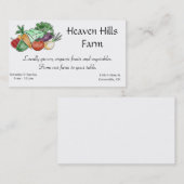 Cartes de visite du marché des agriculteurs (Devant / Derrière)