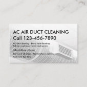Cartes de visite du nettoyage des conduits d'air (Devant)