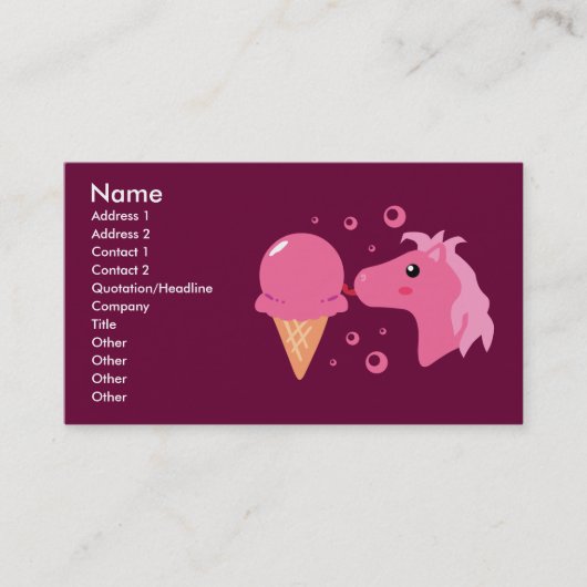 Cartes de visite du poney de glace (Devant)