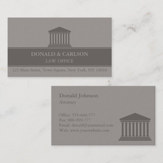 Cartes de visite du procureur du tribunal (Devant / Derrière)