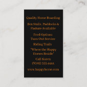 Cartes de visite du ranch Horse Boarding (Dos)
