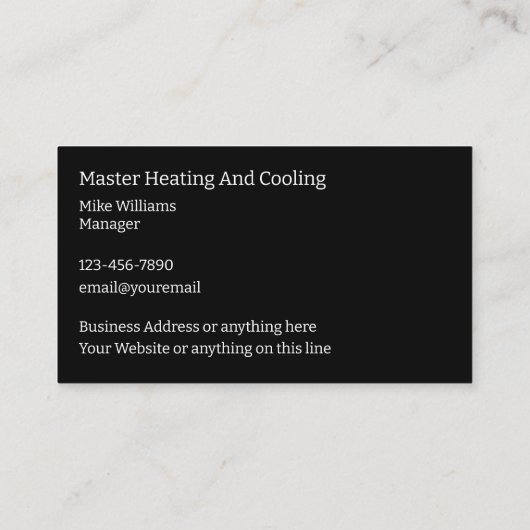 Cartes de visite du service de climatisation (Dos)
