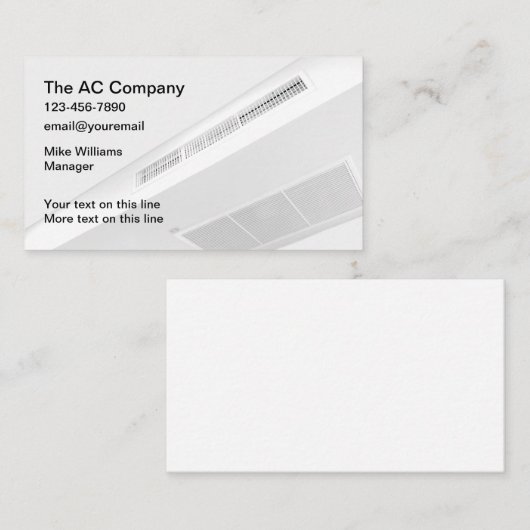 Cartes de visite du service de climatisation (Devant / Derrière)