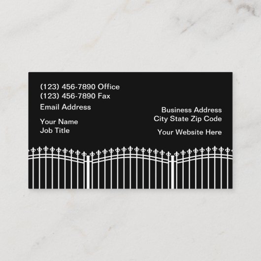 Cartes de visite du service de clôture double côté (Dos)