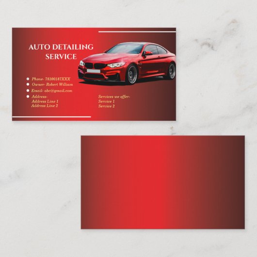 Cartes de visite du service de détails auto cool (Devant / Derrière)