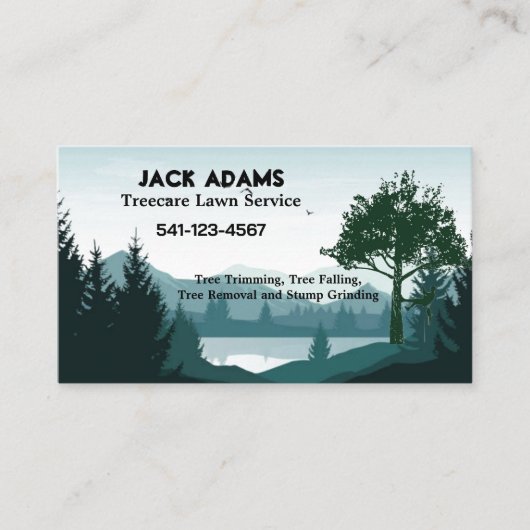Cartes de visite du service de pelouse Treecare (Devant)