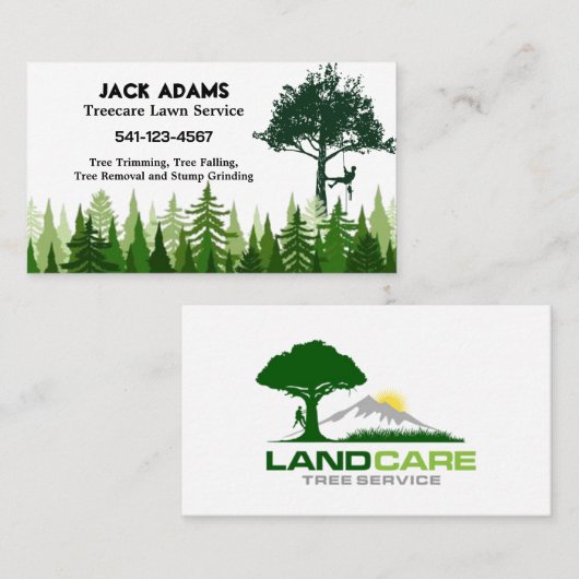 Cartes de visite du service de pelouse Treecare (Devant / Derrière)
