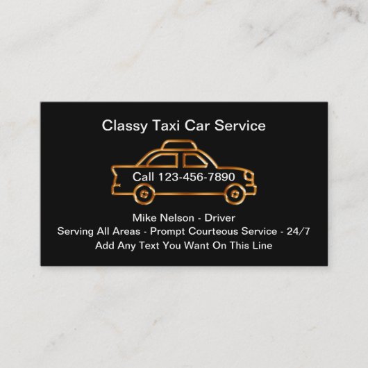 Cartes de visite du service de taxi classique (Devant)