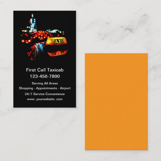 Cartes de visite du service de taxi urbain cool (Devant / Derrière)