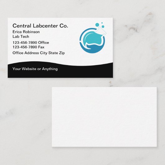 Cartes de visite du service de tests de laboratoir (Devant / Derrière)