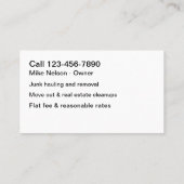 Cartes de visite du service de transport et de sup (Dos)