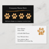 Cartes de visite du service pour animaux de compag (Devant / Derrière)