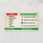 Cartes de visite du service Taco (Dos)