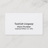 Cartes de visite du tableau de bord des chauffeurs (Dos)