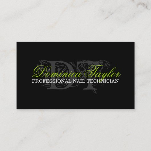 Cartes de visite du technicien de clou Monogramme (Devant)
