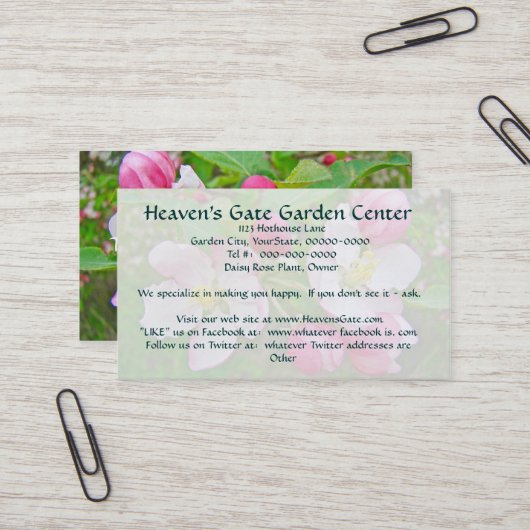 Cartes de visite du temps de floraison Apple (Devant/Arrière en situation)