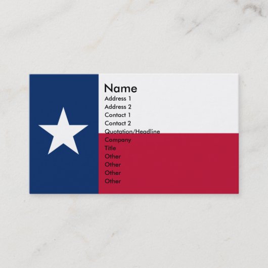Cartes de visite du TEXAS (Devant)