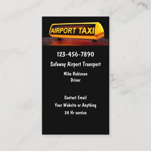 Cartes de visite du transport taxi de l'aéroport (Devant)