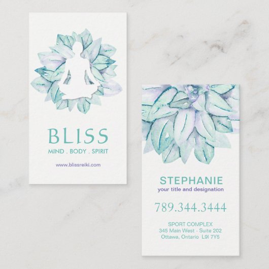 Cartes de visite du yoga et du reiki (Devant / Derrière)