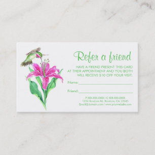 Cartes de visite d'un ami fleur de colibri