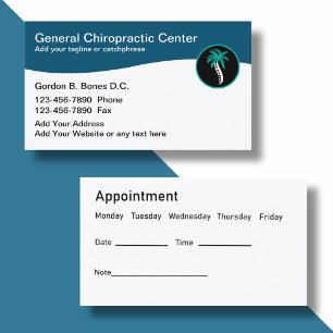 Cartes de visite d'un chiropracteur avec emblème m