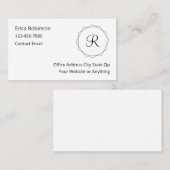 Cartes de visite élégantes avec monogramme pour da (Devant / Derrière)