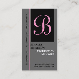 Cartes de visite élégantes monogramme gris noir un