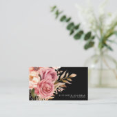 Cartes de visite élégantes rose et noir (Debout devant)