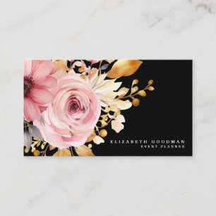 Cartes de visite élégantes rose et noir