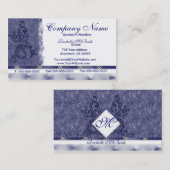 Cartes de visite élégants de broderie de bleu (Devant / Derrière)