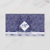 Cartes de visite élégants de broderie de bleu (Dos)