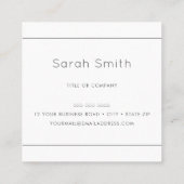 Cartes de visite élégants de carré gris et blanc (Dos)