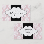 Cartes de visite élégants de damassé rose élégante (Devant / Derrière)
