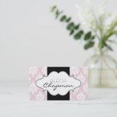 Cartes de visite élégants de damassé rose élégante (Debout devant)