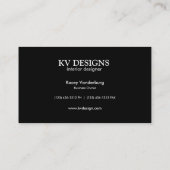 Cartes de visite élégants de design d'intérieur de (Dos)