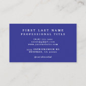 Cartes de visite élégants de fleurs bleues et d'or (Dos)