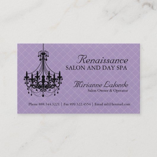 Cartes de visite élégants de lustre (Devant)