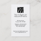 Cartes de visite élégants de monogramme (Dos)