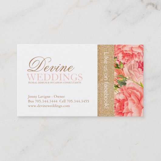 Cartes de visite élégants de wedding planner (Devant)