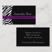 Cartes de visite élégants d'impression de zèbre (Devant / Derrière)