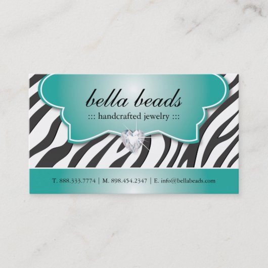 Cartes de visite élégants d'impression de zèbre (Devant)